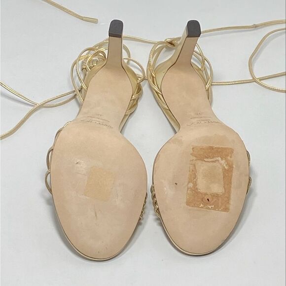 Jimmy Choo Antia Metallic Leather Ankle-Tie Sandals size 36 - Picture 11 of 12